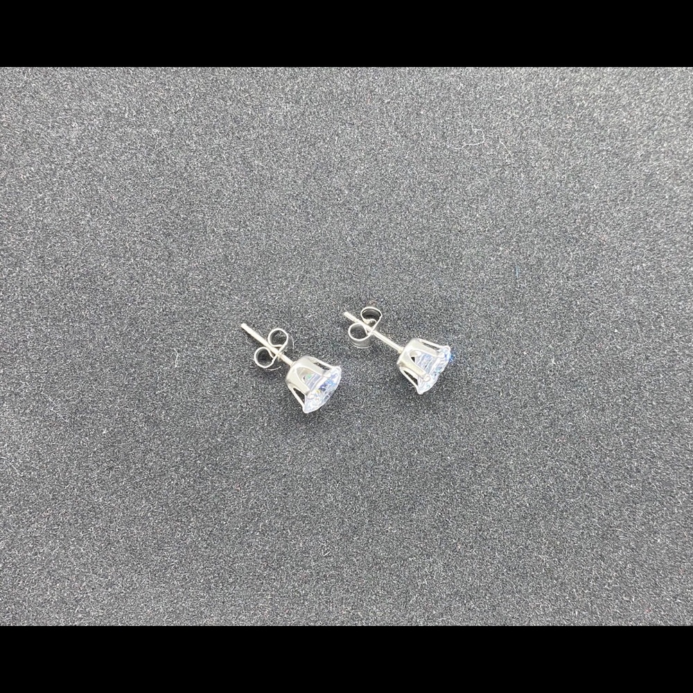 Two Pairs 8mm Cubic Zirconia Earrings - Picture 4 of 10
